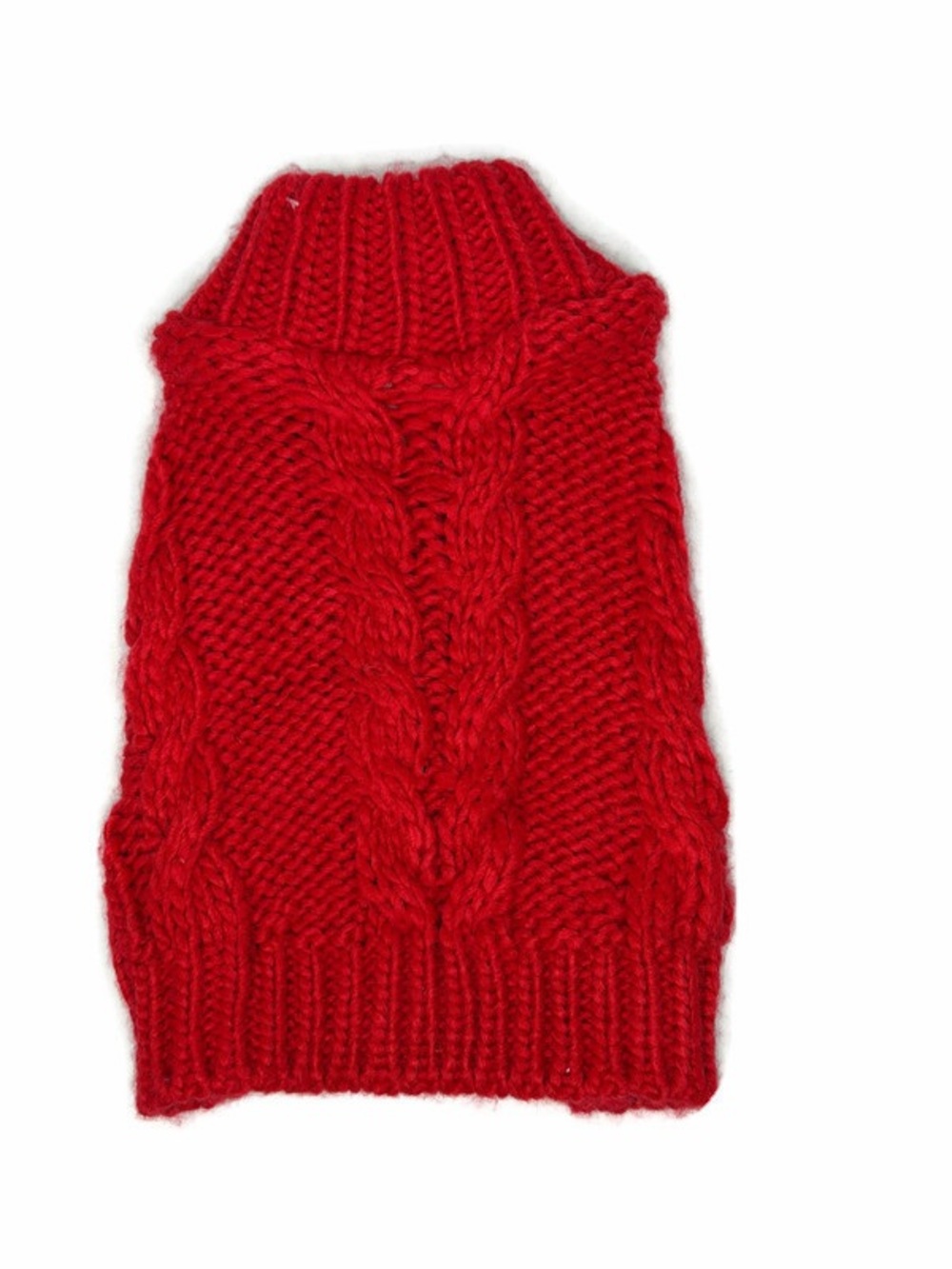 Red Cable-Knit Dog Sweater
